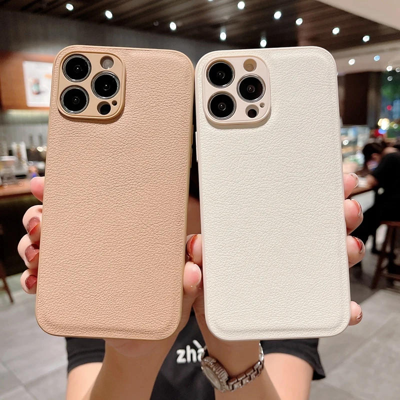 Luxury Leather Textured Case for iPhone 11 12 13 Pro MAX Mini XR X XS 7 8 Plus SE 2022 Silicone Square Frame Shockproof Cover iphone 13 pro max clear case