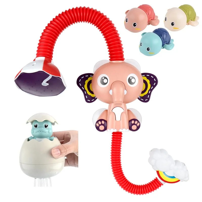 Baby Bath Toy Elephant Spray Toddler Electric Shower Boys Swimming Water Toys Yellow Duck Cute Turtles Dinosaur Egg for Kids 12