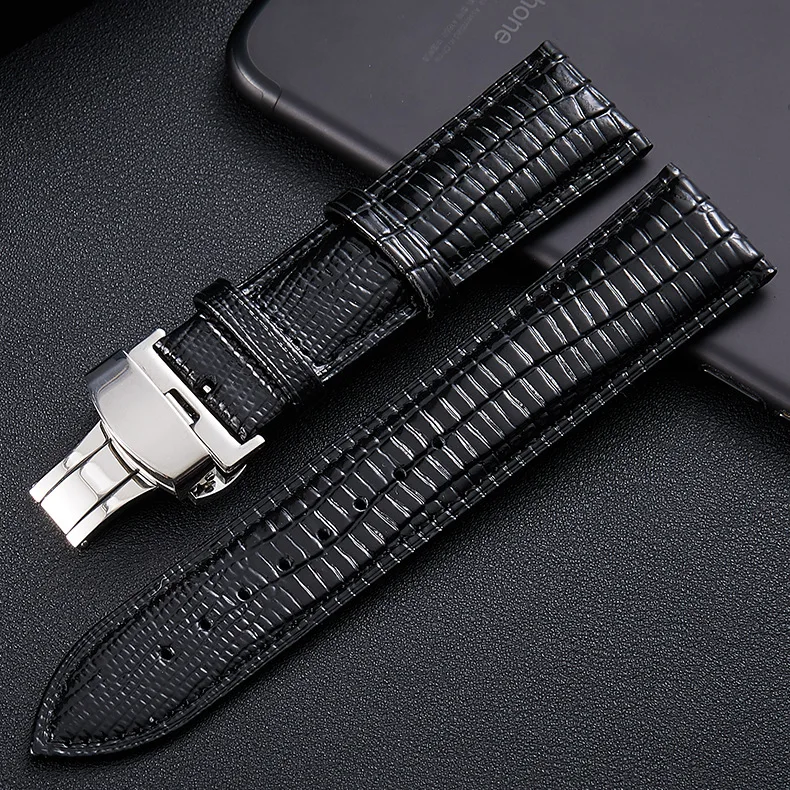 

Leather Strap For Samsung Galaxy Watch Active 2 44mm 40mm Bands For Galaxy Watch 1 2 With butterfly Buckle Black brown