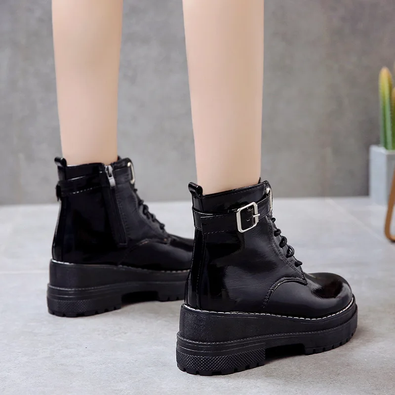 Zapatos de plataforma con cordones para Mujer, botines góticos Punk negros,  botas de moto con plataforma, 2020|Botas de nieve| - AliExpress