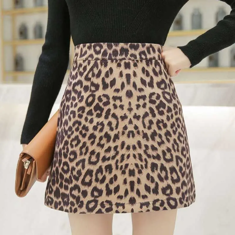 

Leopard Print Half Skirts Female Lady Autumn Summer High Waist A-line Mini Skirt Women Sexy Slim Short Skirts Bodycon Fashion
