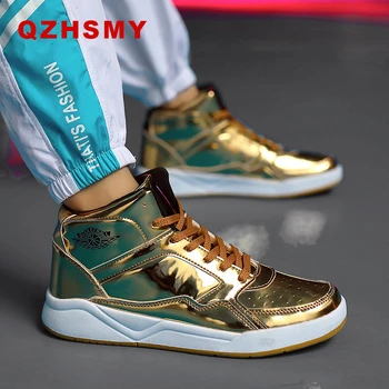 

High-top Basketball Gold Shoes Men's Cushioning Light Basketball Sneakers Men Zapatos Hombre Breathable Outdoor Sports Shoes