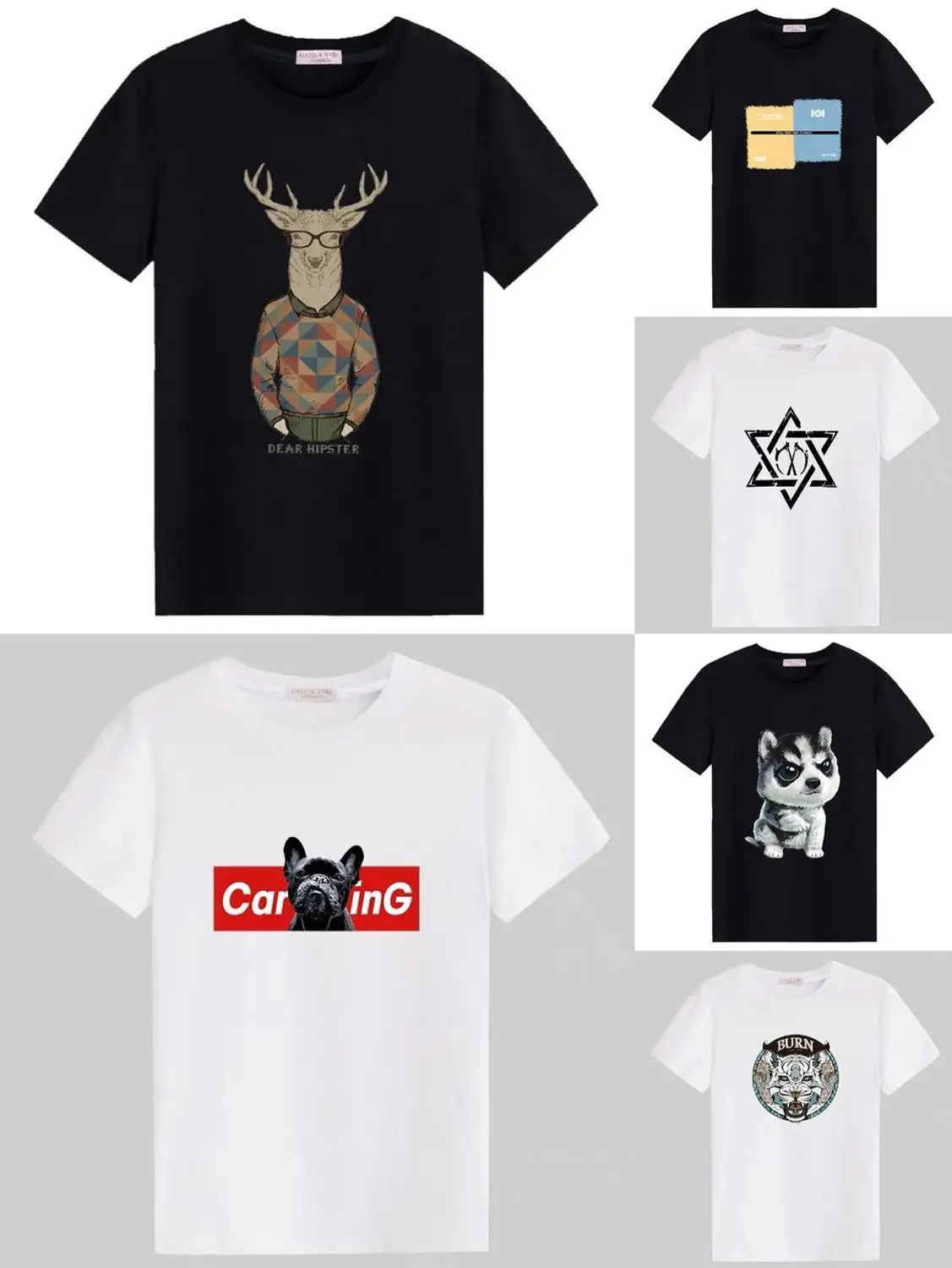 

Men's Short Sleeve T-Shirt Round Neck Loose Youth Student Clothes Summer Cotton White Half Sleeve Large Size Young