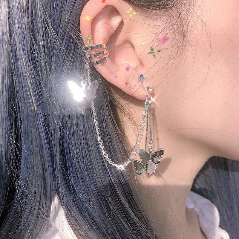 Fashion female ear bone clip cold wind earrings punk cool stud earrings butterfly ear bone clip one earring
