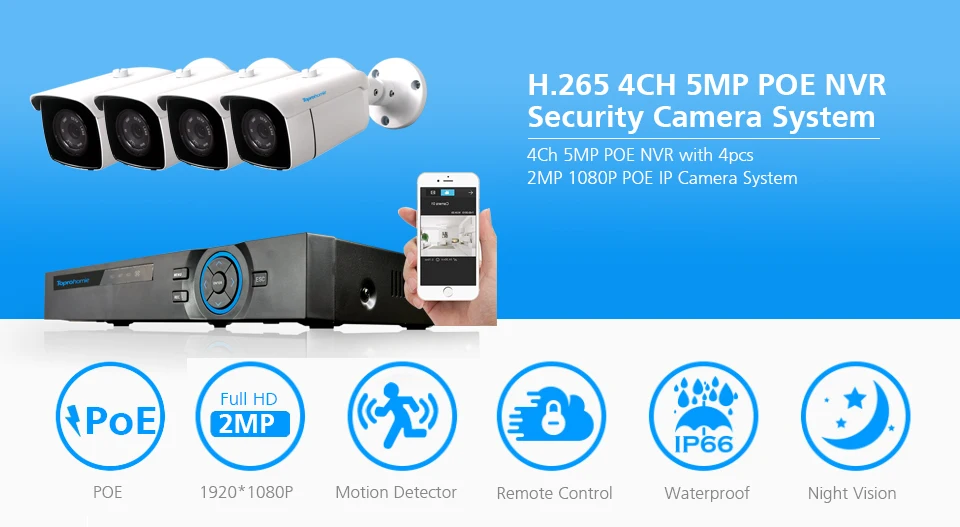 TOPROHOIME H.265+ 8CH 4MP CCTV NVR система 5MP POE NVR комплект 2MP 1920*1080P Открытый Водонепроницаемый Аудио запись звука POE ip-камера комплект