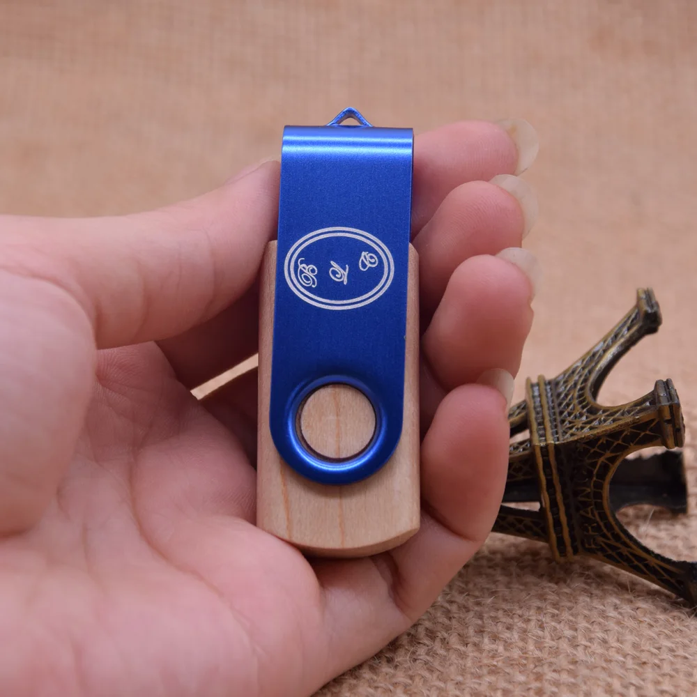 Деревянный Вращающийся usb-флеш-накопитель с зажимом Usb 3,0, флеш-накопитель, флеш-диск, 8 ГБ, 32 ГБ, 64 ГБ, индивидуальный логотип для свадебных подарков