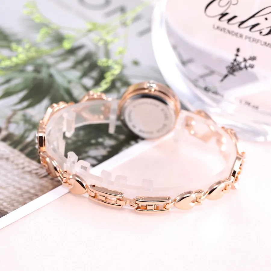 Персиковое сердце женские часы-браслет маленькие полностью алмазные Модные женские кварцевые часы водонепроницаемые женские часы Reloj Mujer