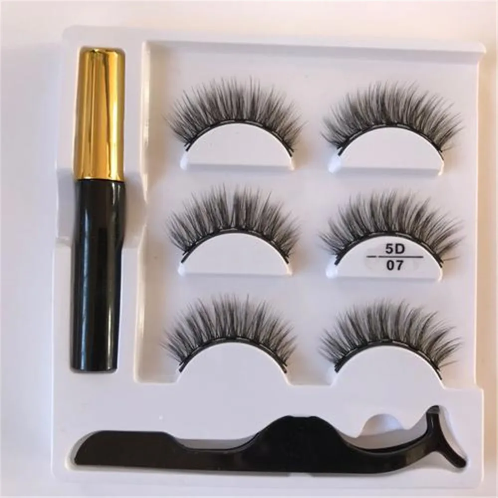 

2020 3pairs Magnetic Eyelashes and with 5 Magnet Mink Eyelashe Reusable 3D False Eye lashes Makeup faux cils magnetique Tweezers