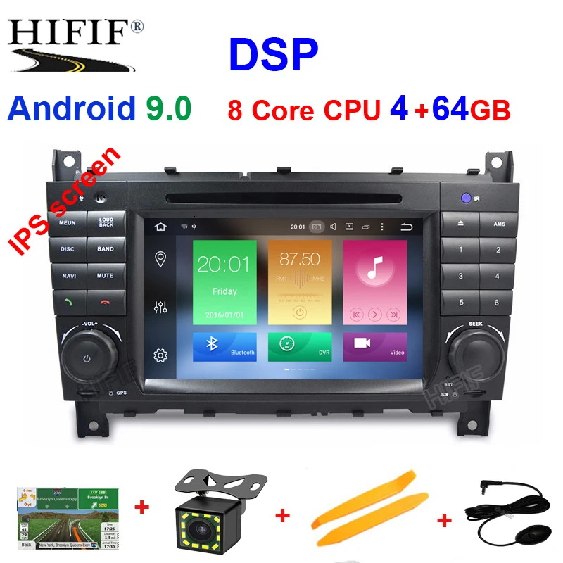 Best Android 9.0 4G 2 DIN Car DVD GPS For Mercedes /Benz W203 W209 W219 A -Class A160 C -Class C180 C200 CLK200 radio stereo 0