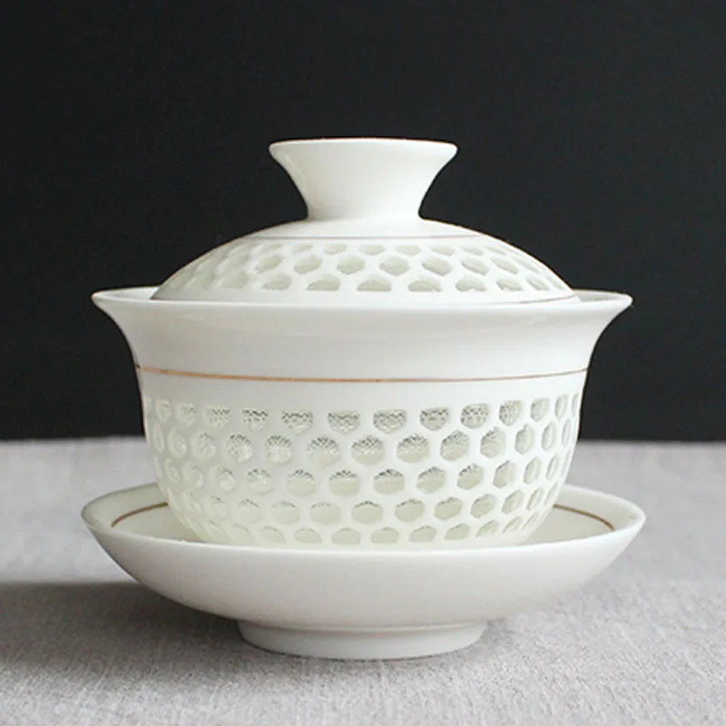 Китайская чайная чашка сотовая керамический гайвань кунг-фу чайные чашки и блюдце супница фарфоровый чайный набор Крышка Чаша G