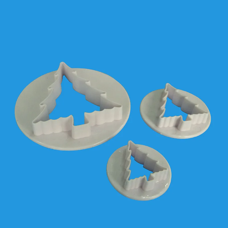 3PcsSet Plastic Christmas Tree Cookie Cutter Pressing Pastry Mold Tools 3D Cake Biscuit Baking Mould Fondant Decorating Tools 7