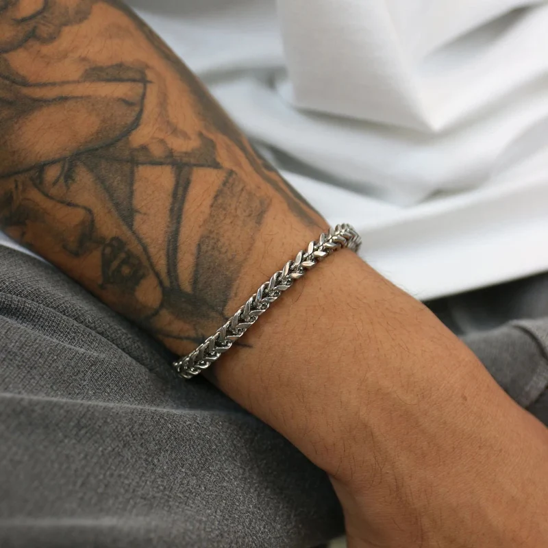 Men's Foxtail Franco Chain Bracelet Stainless Steel Bileklik Bali Link