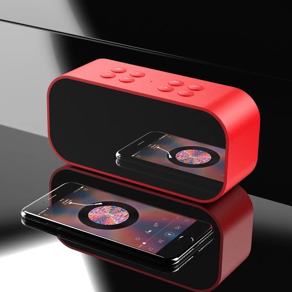 H30 Bluetooth динамик с fm-радио светодиодный зеркальный будильник часы сабвуфер музыкальный плеер Повтор Настольные часы беспроводные