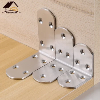 

Myhomera Stainless Steel Corner Brackets Joint Fastener Fixed Connector Corner Bracket Code Hardware for Shelf Chair Board Table