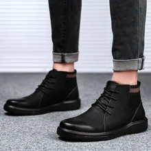 Мужская обувь; Новинка; модные ботинки; обувь; zapatos de hombre; мужские повседневные теплые ботинки на шнуровке; водонепроницаемые удобные ботильоны