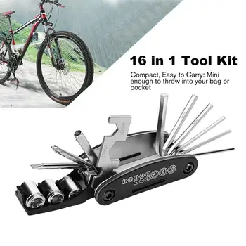 

Bike Repair Set Bag Bicycle Multifunctional 16 in 1 Tool Kit Hex Key Wrench Tire Patch Lever Portable Handy Multi Tool