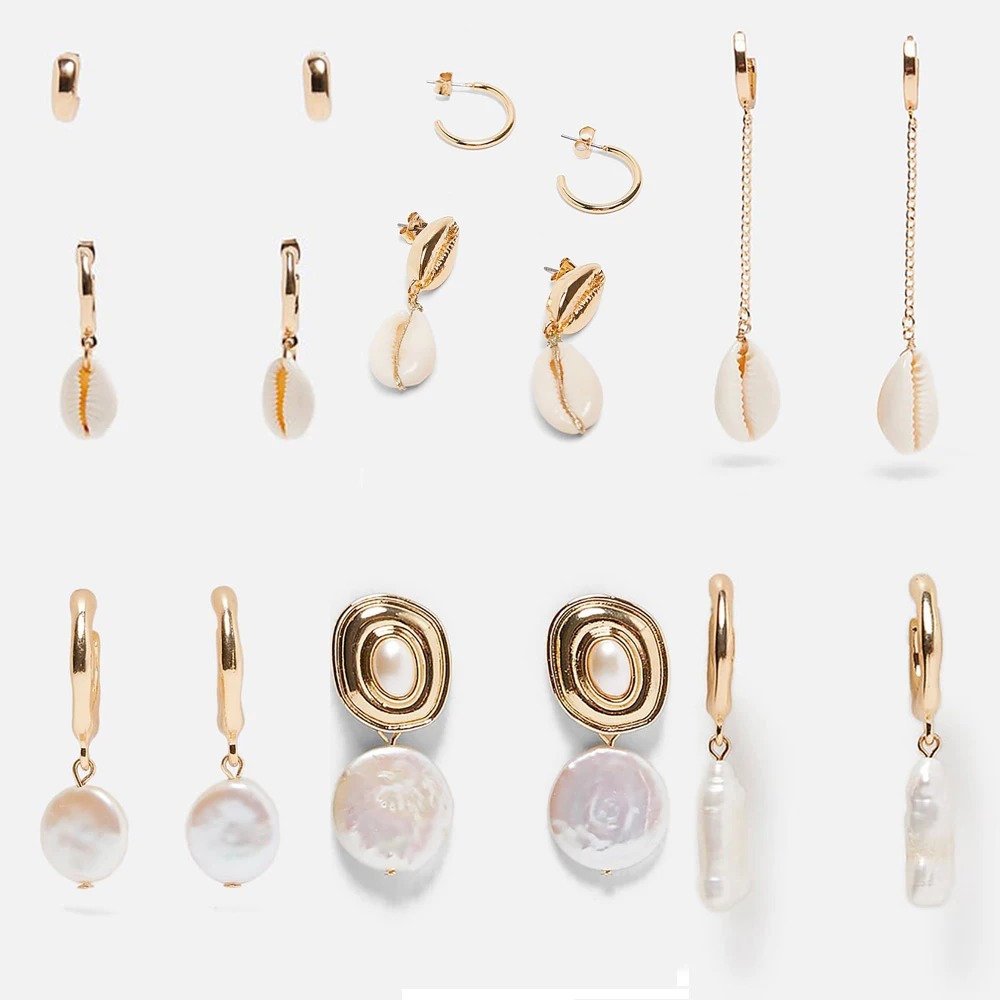 

Classic Simulated Pearl Stud Earring for Women Korean Shell Statement Dangle Earrings Fashion Resin Ear Rings Jewelry Travel