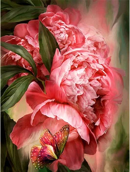 

painting by numbers red Peony Painting on canvas Frameless acrylic paint Wall Decor drawing By Numbers