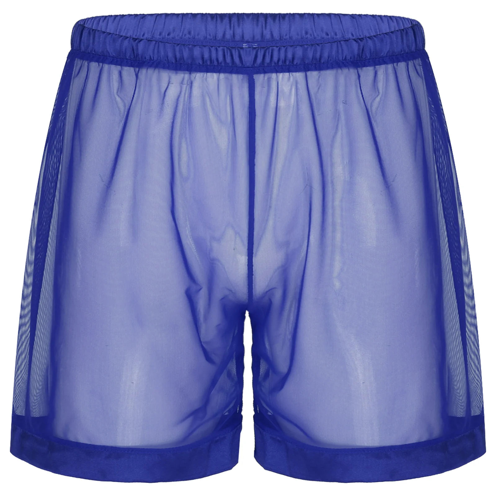 Mens Male  Transparent Briefs Underwear Lingerie See-through Mesh Loose Lounge Boxer Shorts Lounge wear Clubwear Nightwear