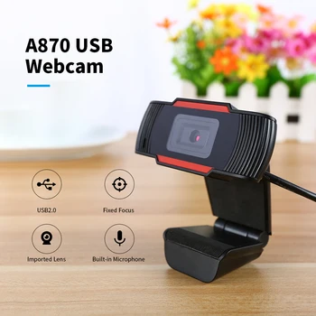 

HXSJ A870 USB Webcam 480P Fixed Focus Web Camera Built-in Sound Gaming Microphone for Online Lesson Desktop Computer Laptop