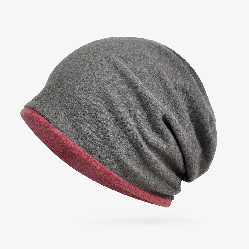 Простые вязаные шапки Skullies Beanies для мужчин и женщин, модные Осенние Теплые шапки, зимняя однотонная шапочка, хлопковая шапка унисекс - Цвет: Серый
