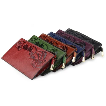 

Multi-Function Ladies Wallet Purses Genuine Cow Leather Real Leather Mini Daily Clutch Purse Credit/ID Card License Collection