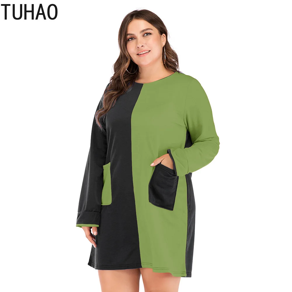 

TUHAO Women Summer Dress 2019 Casual Women's Elegant Dresses Large Size 4XL 3XL Dresses Vestidos Plus Size Patchwork Dress