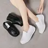 Womens Walking Shoes Loafers Wedges Slip-on Shake Shoes Black Thick Bottom Comfortable White Nurse Work Shoes Female zapatillas
