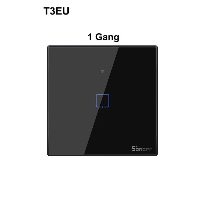 1 Gang Интеллектуальный выключатель света SONOFF T3EU-TX 86 Размеры 1/2/3 Smart WiFi переключатель аппликация 433 МГц P3N6 черный переключатель с дистанционным управлением с каймой - Цвет: 1 Gang