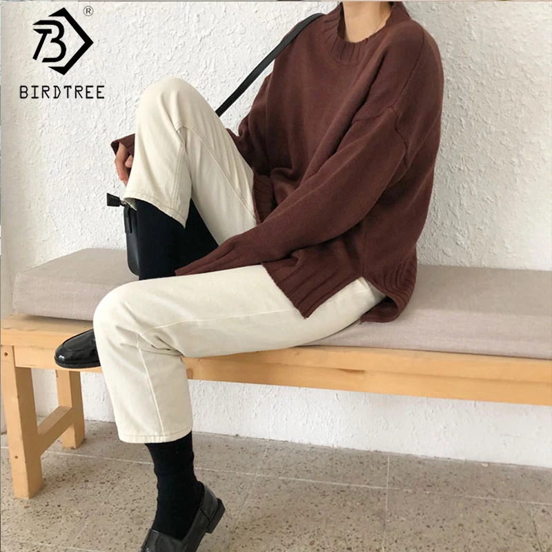 2019 Autumn New Women's Pullovers Sweater O-neck Solid Loose Full Sleeve Korean Simple Fashion Casual Style Hot Sale T97213D | Женская