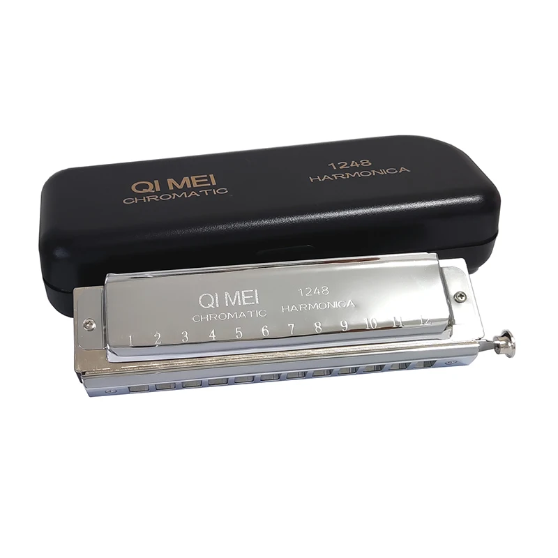 Qimei 12 Holes Chromatic Harmonica Mouth Organ Instrumentos Key Of C Professional Musical