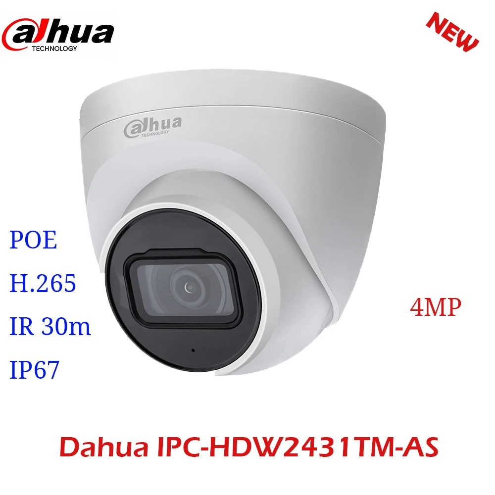 

Dahua IP Camera Dome IPC-HDW2431TM-AS 4MP HD POE Camera Built in MIC SD Card Slot H.265 IP67 Starlight IVS Surveillance Camera