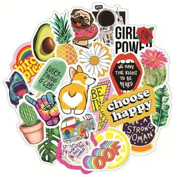 

50 Pcs Cartoon INS Style Vsco Girl Stickers For Laptop Skateboard Luggage Refrigerator Notebook Guitar Laptop Toy Sticker Decals