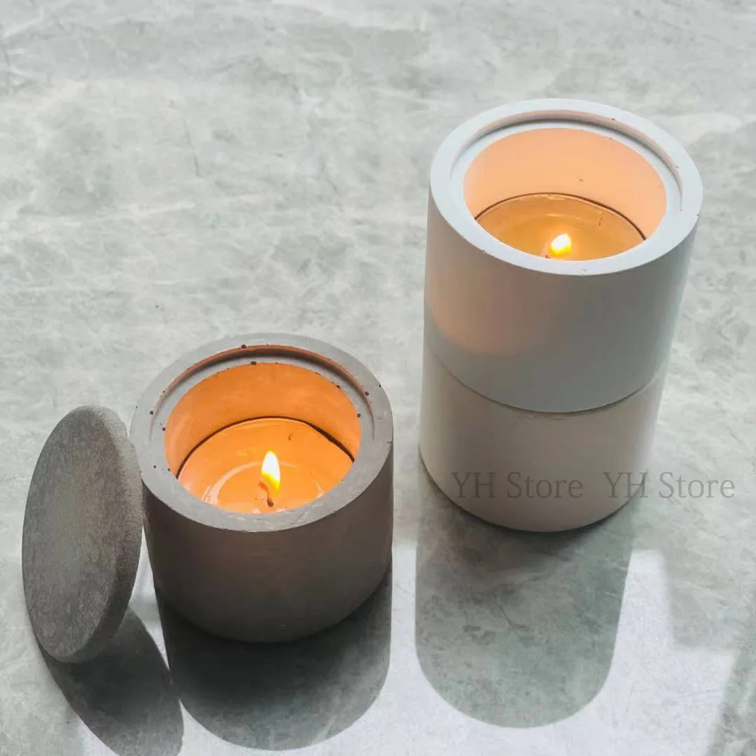 Mini Round Box Silicone Mold Plaster Candle Jar Cement Tealight Hoder Resin Ring Box for Concrete Candle Holder silicone mold