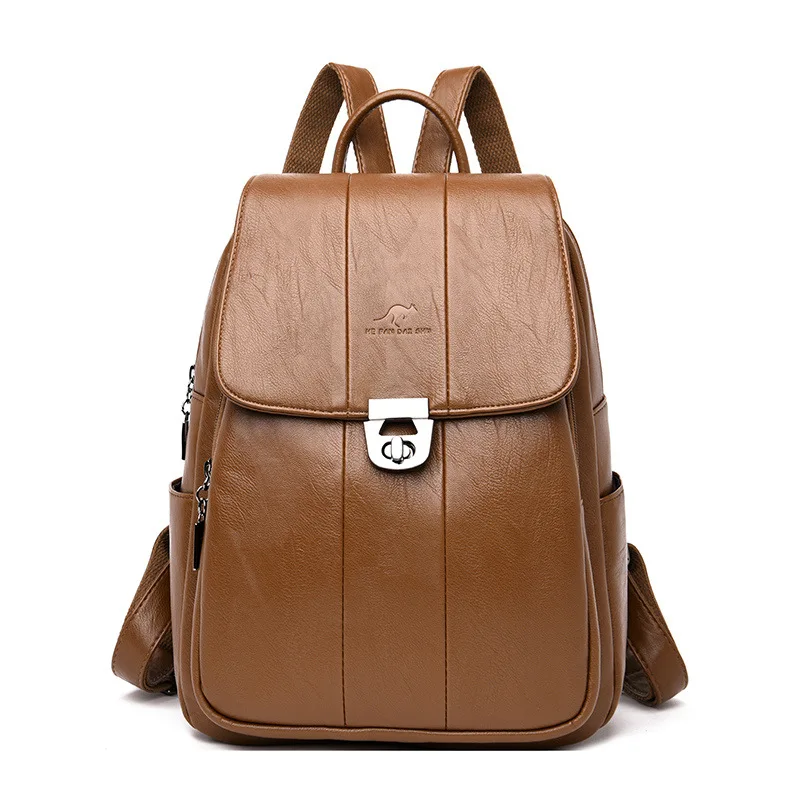 Новая мода текстура замок роскошный женский рюкзак высокого качества мягкие кожаные школьные сумки для девочек-подростков большая Вместительная дорожная сумка - Цвет: Yellow