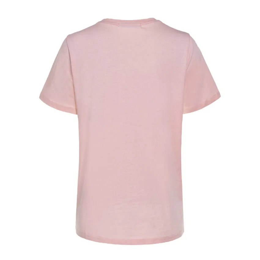 Pink T Shirt Women Summer Tops Tee Fashion Beach Print T-shirt Casual Summer Short Sleeve Top Women O-neck Tee Shirt Soft Cotton