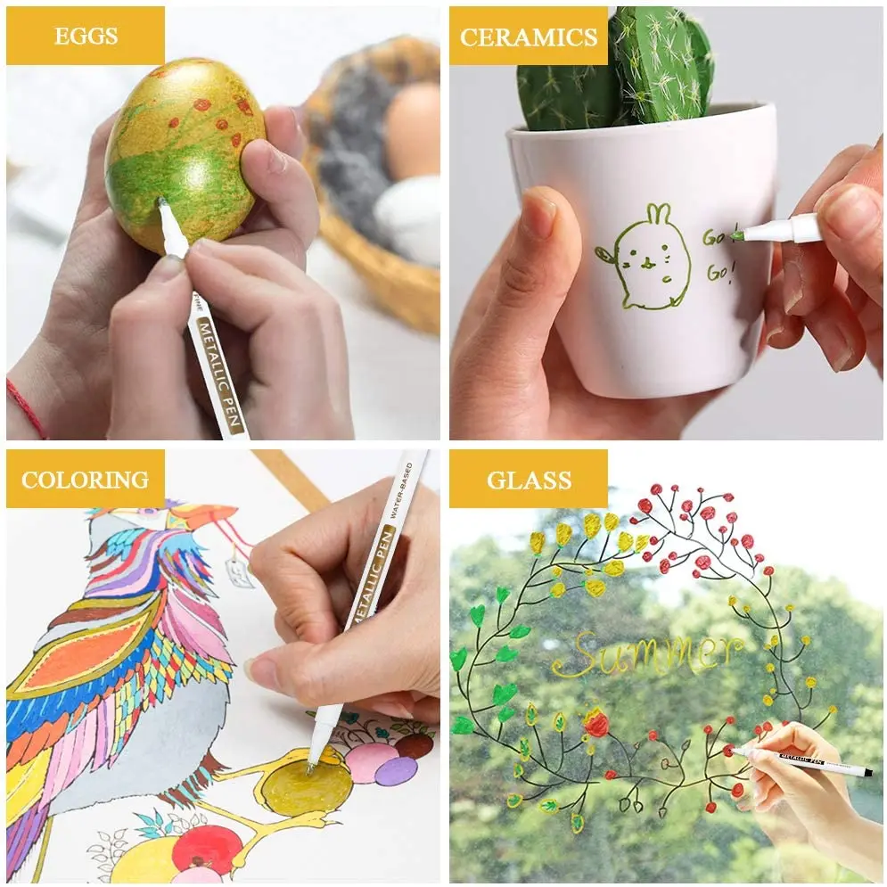 30 색상 금속 페인트 마커 펜 세트 카드 만들기, 바위 그림 펜 유리 바위 DIY 아트 펜에 대 한 아크릴 페인트 마커 펜