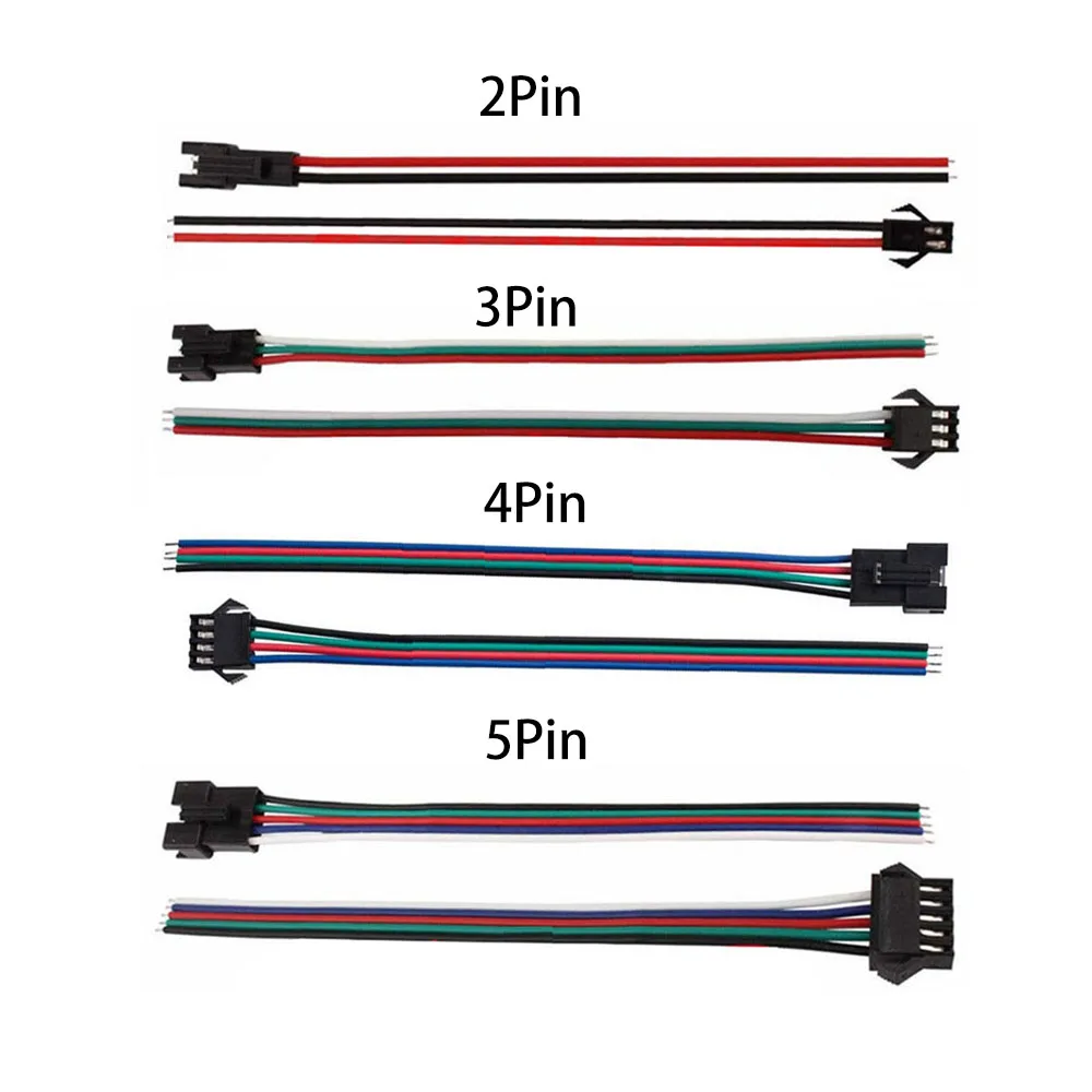 Разъем SM JST 22AWG 2/3/4/5 pin Светодиодный Удлинительный Кабель Штекерный разъем для WS2812B