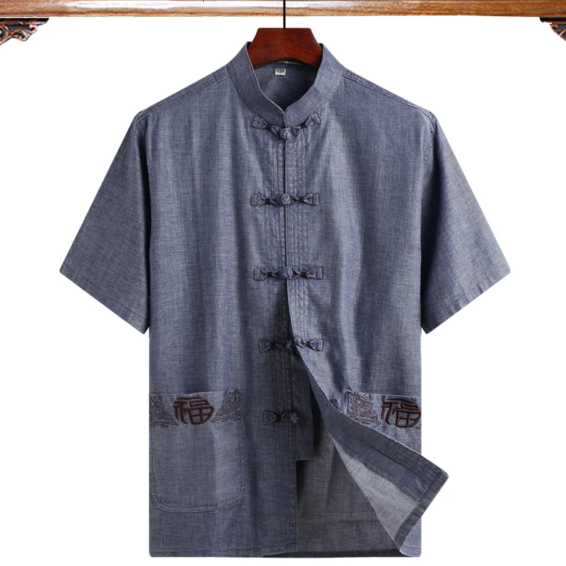 Традиционный китайский мужской костюм Тан хлопковые рубашки Одежда Кунг-фу костюмы мужская блузка рубашка hanfu форма для кунгфу
