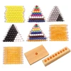 Montessori Math Counting Toy Plastic Golden Pearls Square Beads Colored Grey Black Beads with Wooden Tray Toys for Children Gift 1