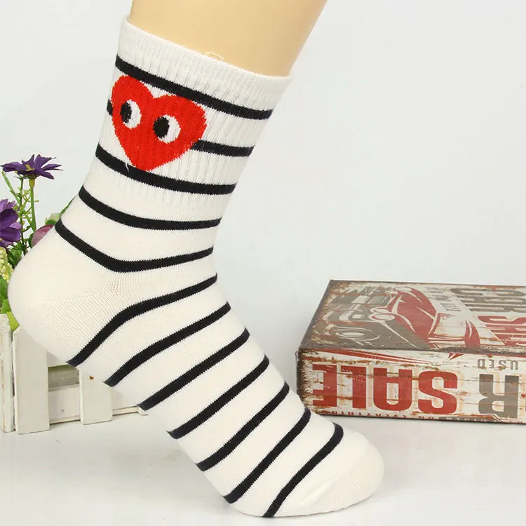 Korean Loving eyes stripe Dot crew women socks cotton warm Breathable Sweat Casual fashion funny cute sporting sock Autumn Winte - Цвет: 4