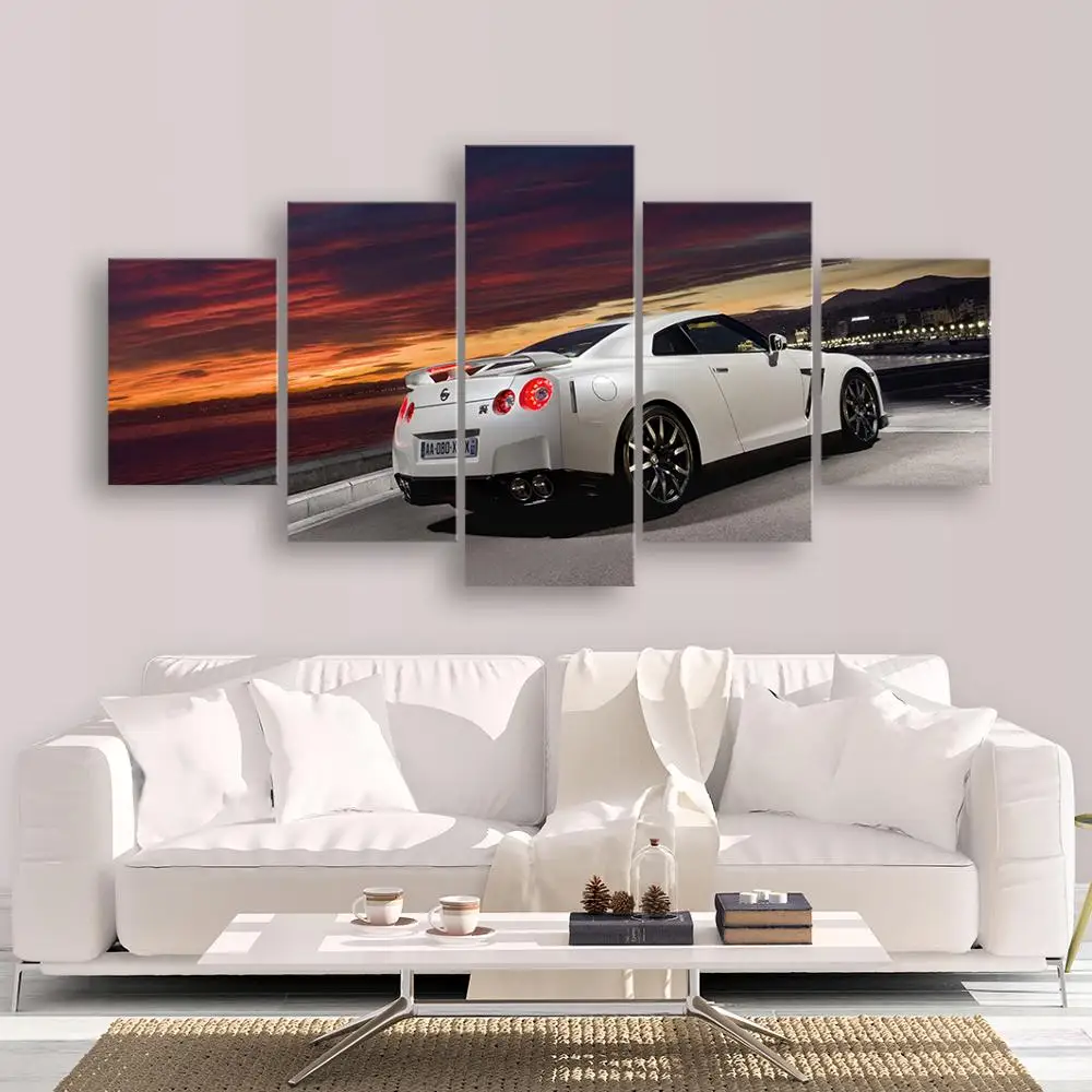 

No Framed 5Pcs Nissan Skyline GTR Sports Car Posters HD Canvas Wall Art Pictures Accessories Home Decor Living Room Paintings