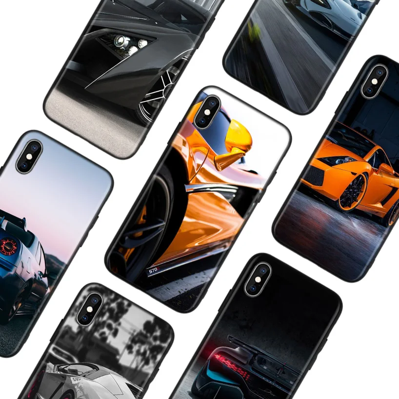 Спортивный автомобиль черный чехол для телефона Apple IPhone 11 Pro XS MAX XR 7 8 6 6S Plus X 10 Ten 5 5S SE Coque Shell