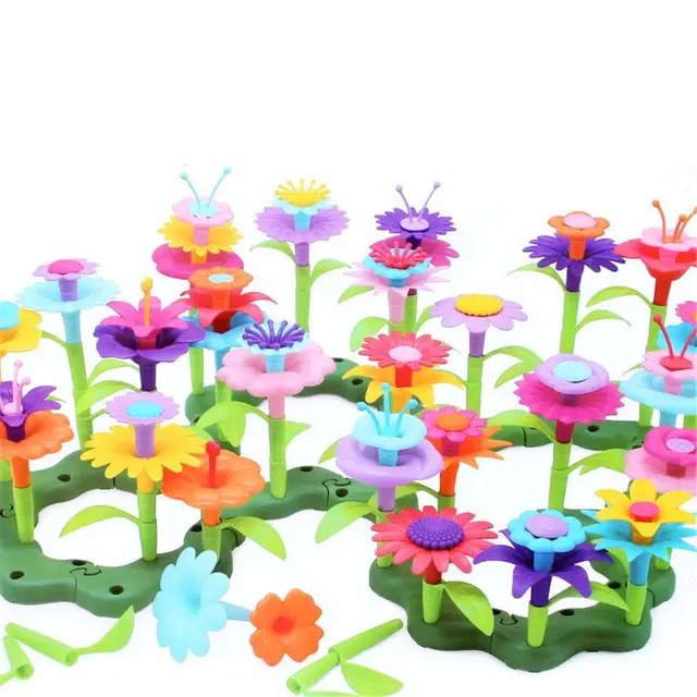 Flower Garden Building Toys - Build a Bouquet Floral Arrangement Playset for Toddlers and Kids Age 3, 4, 5, 6 Year Old Girls 4