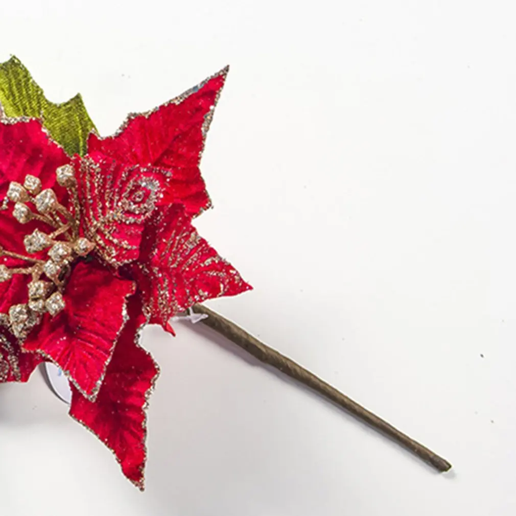 Christmas Ornament Embroidered Pine Pine Cone Gold Powder Leaves Cuttings Christmas Tree Decorative Flower
