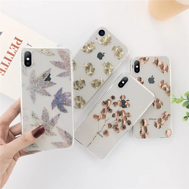 Чехол для телефона moskado с покрытием в виде листа для iPhone 11 Pro Max X XR XS MAX 7 8 7 Plus, жесткая задняя крышка, художественный лист, чехол для телефона, блестящий чехол