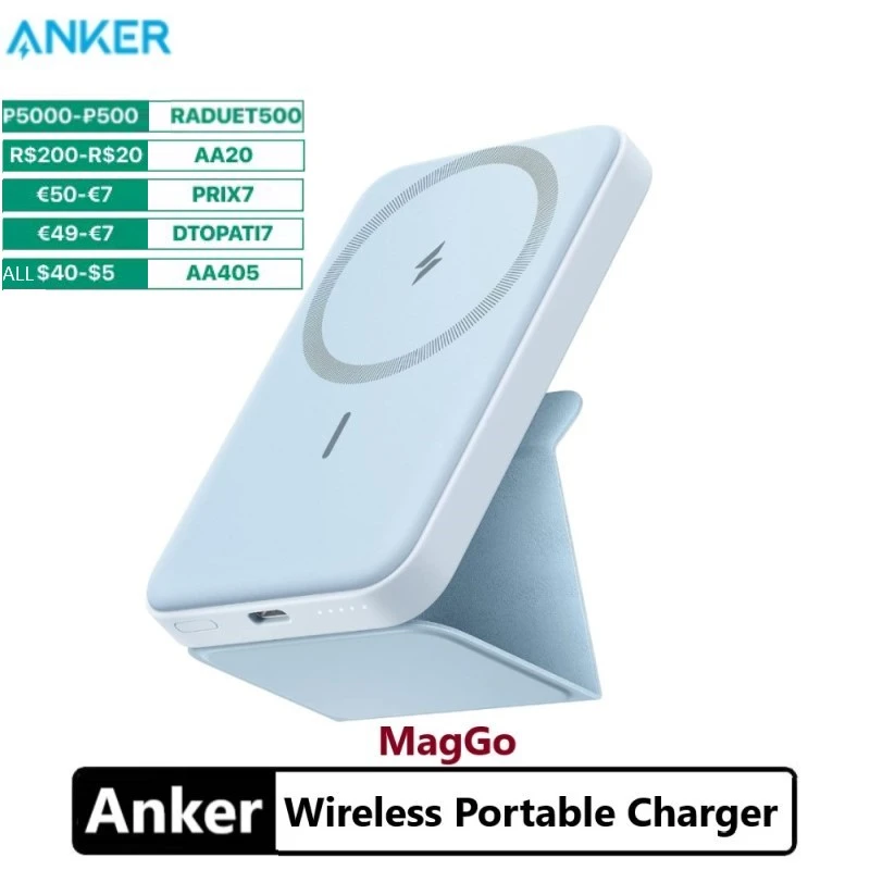 Anker 622 Magnetic Battery (MagGo), 5000mAh Foldable Magnetic Wireless Portable Charger and USB-C for iPhone 13/12 Series top power bank