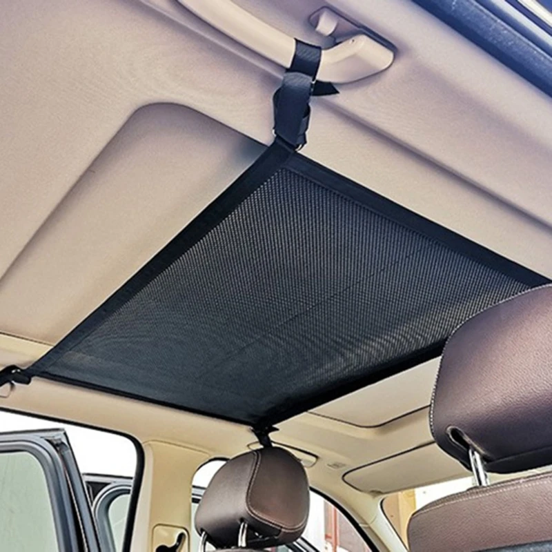 SUV Ceiling Cargo Net Pocket Car Roof Long Trip Storage Bag Tent Putting Access 6XDB