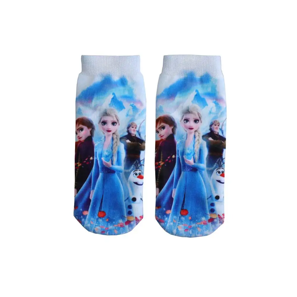 4pair/bag New Anna Elsa Cars3 Cotton Boys Girls Socks 3D Princess Print Socks Kids Cartoon Children Kids Funny Socks 4