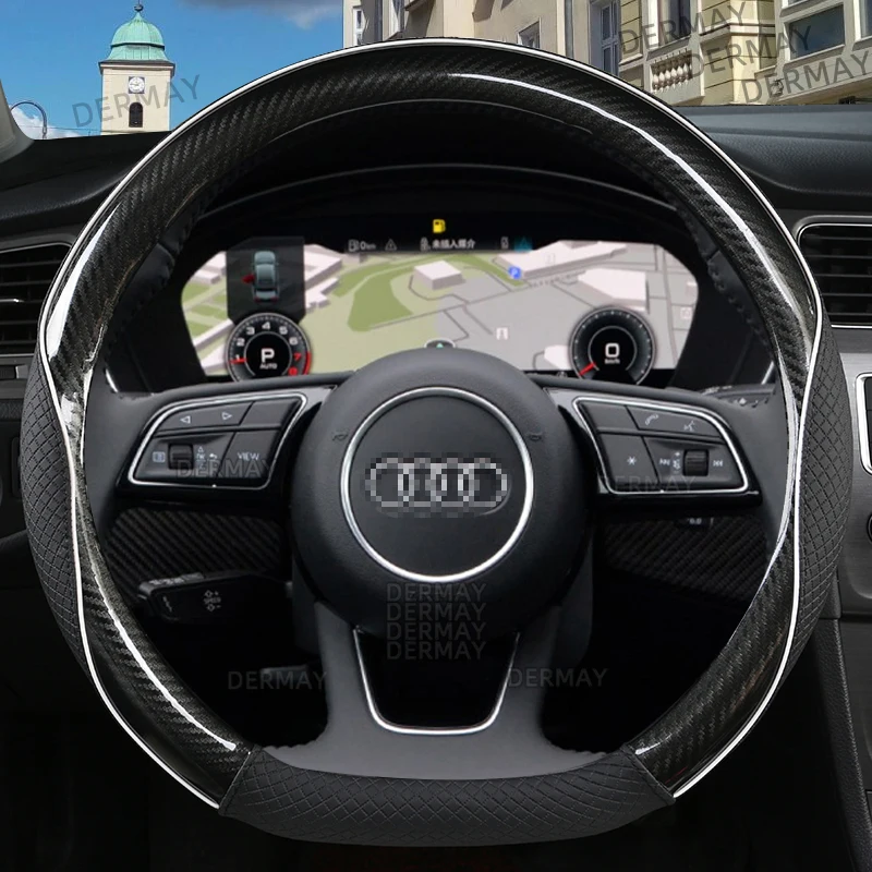for Audi A4 B5 B6 B7 B8 B9 1994~2022 Car Steering Wheel Cover Microfiber Leather+Carbon Fiber High Quality Auto Accessories